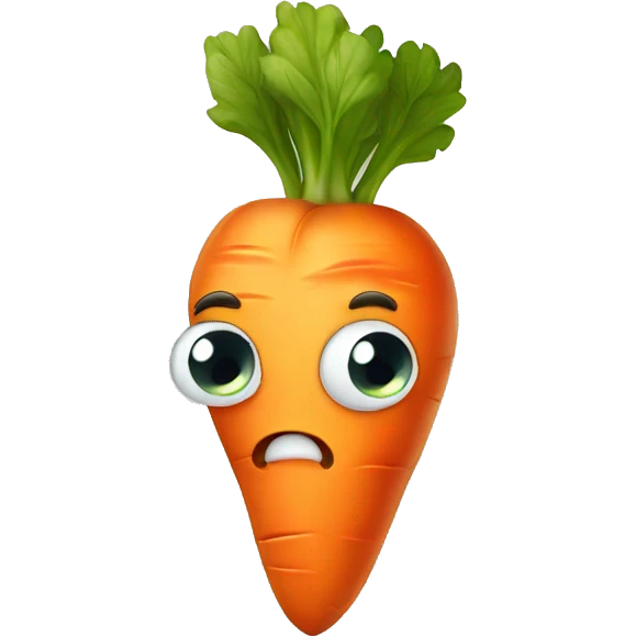 Cute carrot with large eyes crying, tears emoji