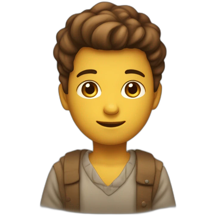Een bruine jongen met een licht gele trui emoji