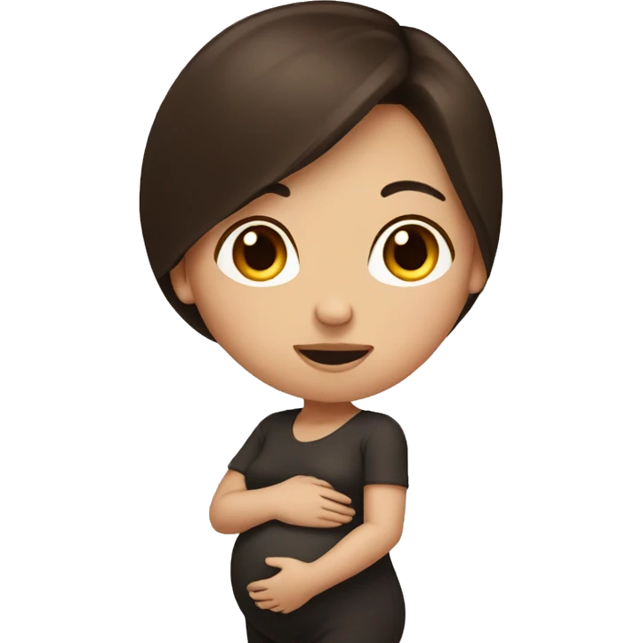 dark brown hair women pregnant emoji