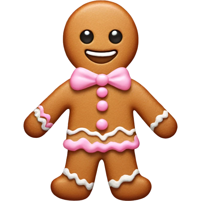 Gingerbread man with pastel pink frosting details  emoji
