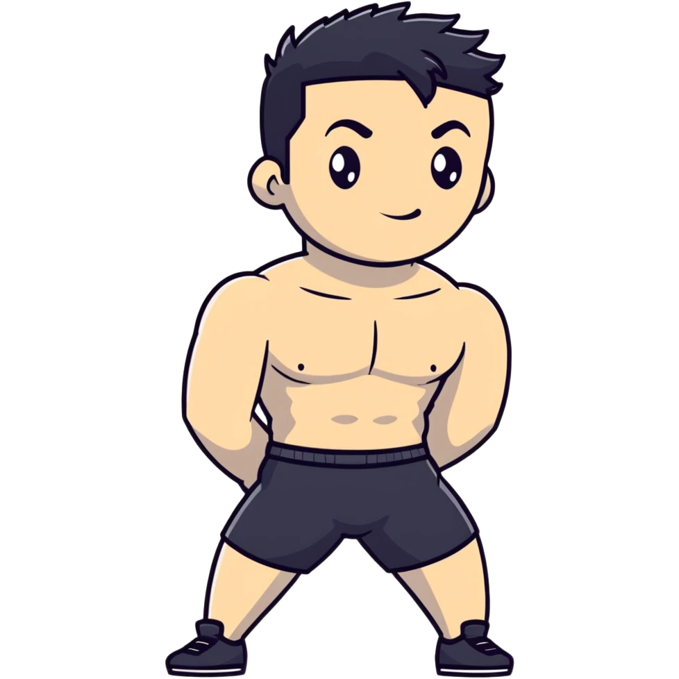 shirtless male athlete with white skin and slightly wavy black hair on top with shaved sides emoji