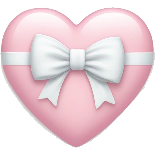 Pastel pink heart with white bow emoji