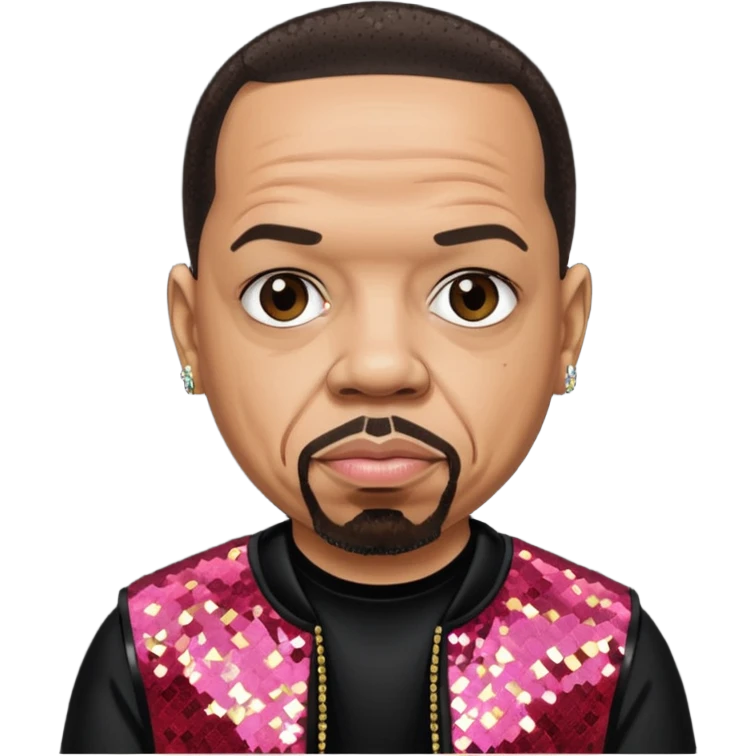 Ice T, Rapper with dark brown hair, black sequin outfit emoji