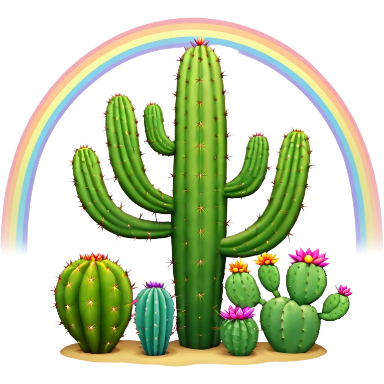 Cactus arc en ciel emoji