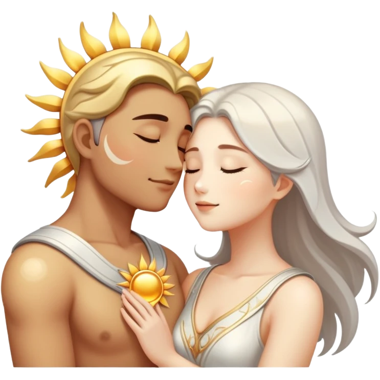 sun and moon embracing lovingly, romantic couple emoji