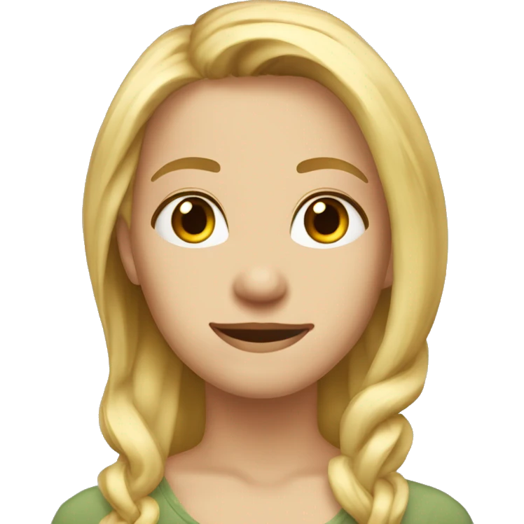 a blond firness giel with long hair and brown eyes emoji