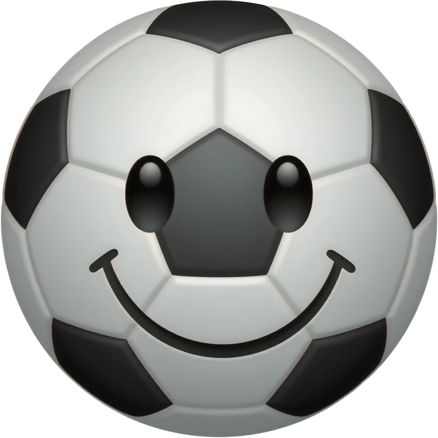 Soccer ball with smiling face emoji