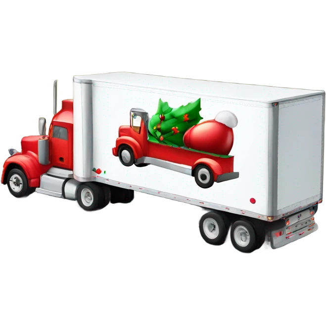 Semi trailer truck with Santa on top emoji