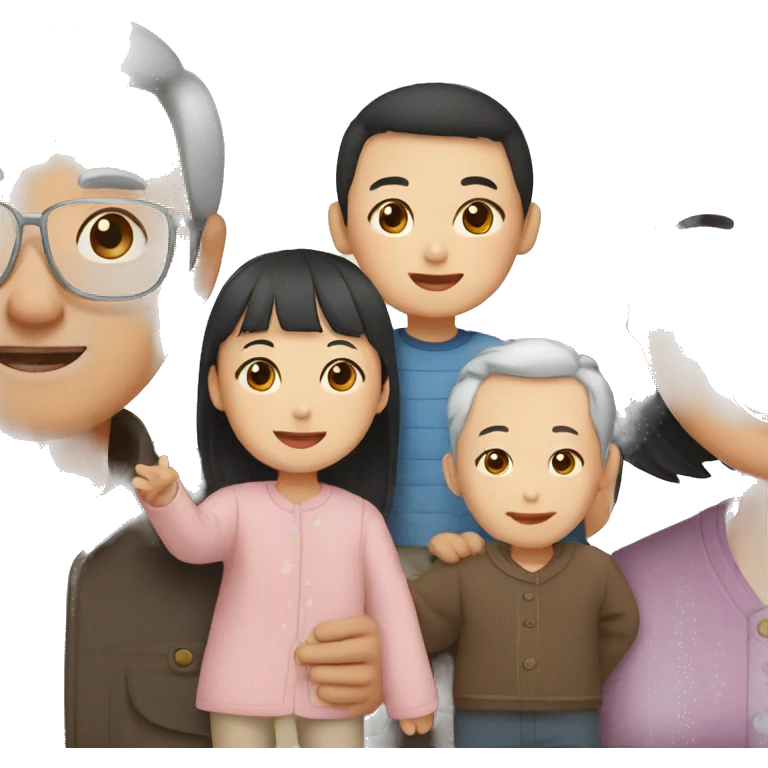 Chinese family with grandparents and nephews emoji