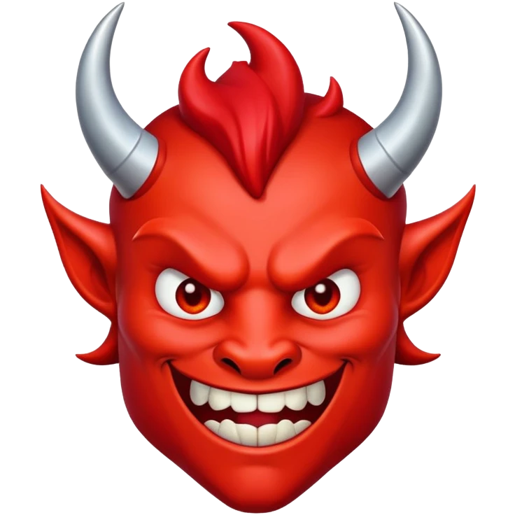 Mischievous red devil with pointy horns and smirk emoji