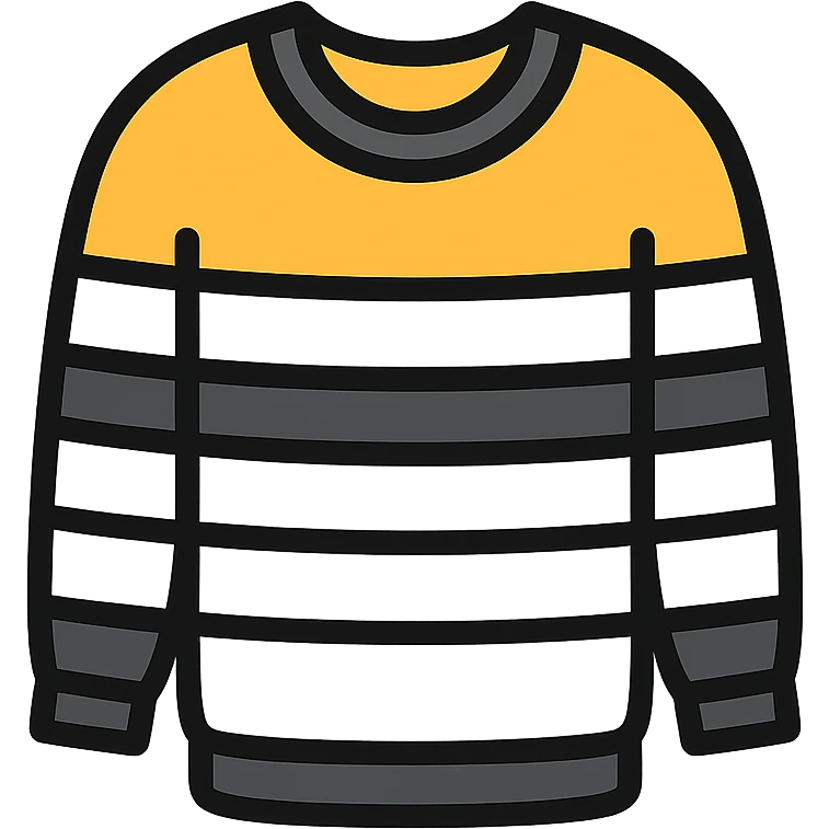 sweater with black and white horizontal stripes, clean icon style emoji