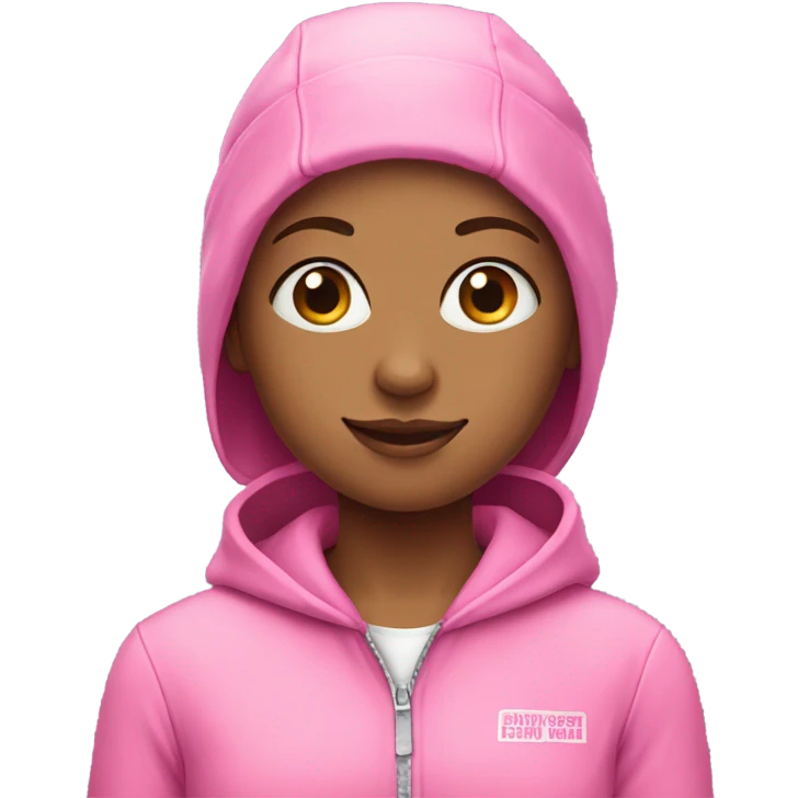 Girl wearing pink scubs emoji
