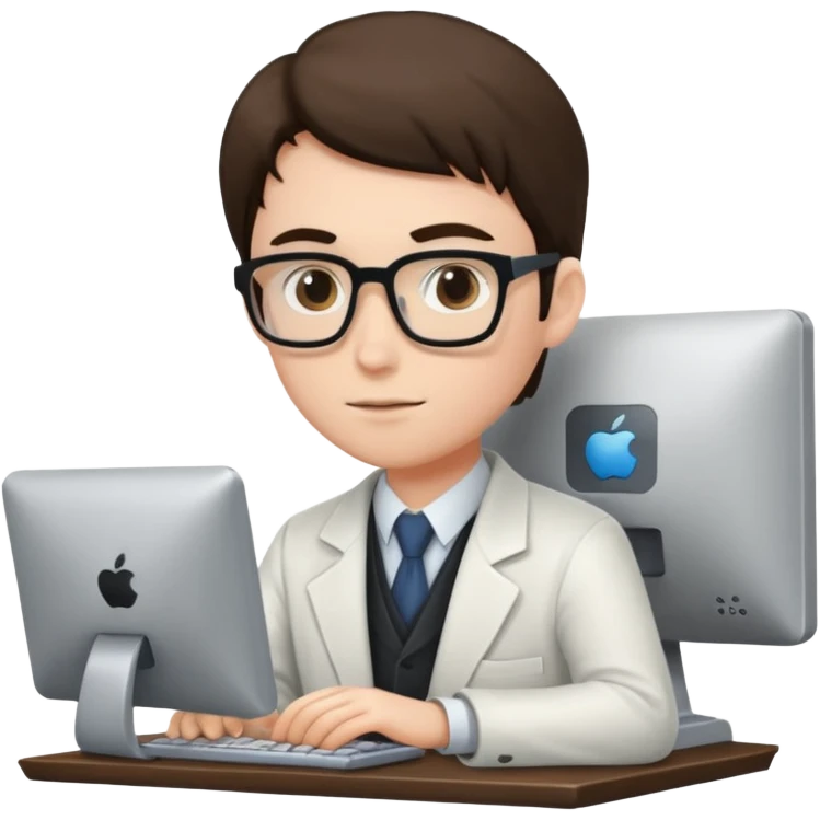 profesor joven usando una computadora  emoji