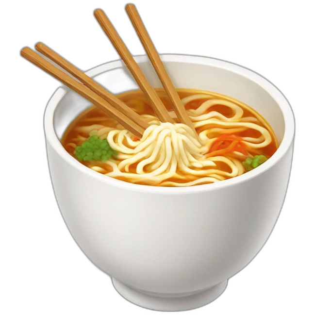 Cup ramen with drum sticks in it. emoji