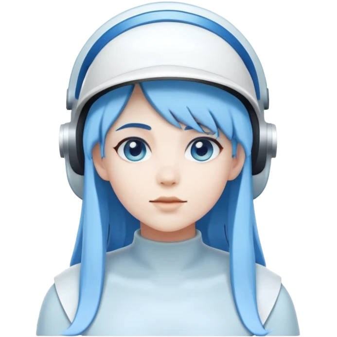 Female Light Blue Ghost With Blue Hair & White Visor emoji