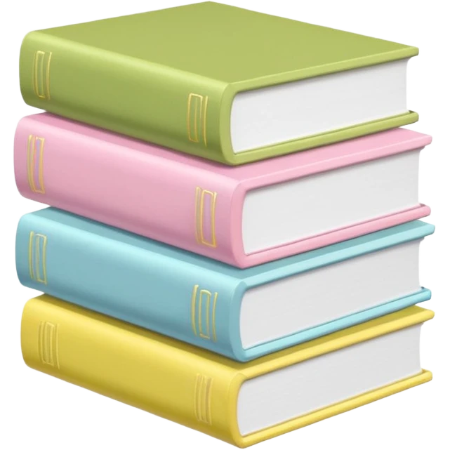 stack of white/baby blue/baby pink/baby yellow/baby matcha green books emoji