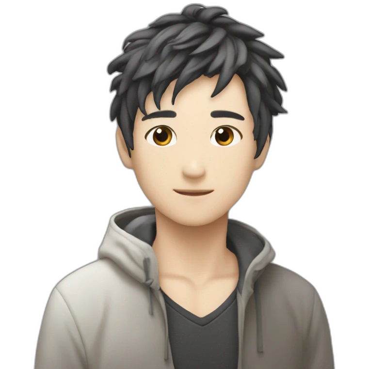 髪が長く、目が大きく、キリッとしている、黒髪 emoji