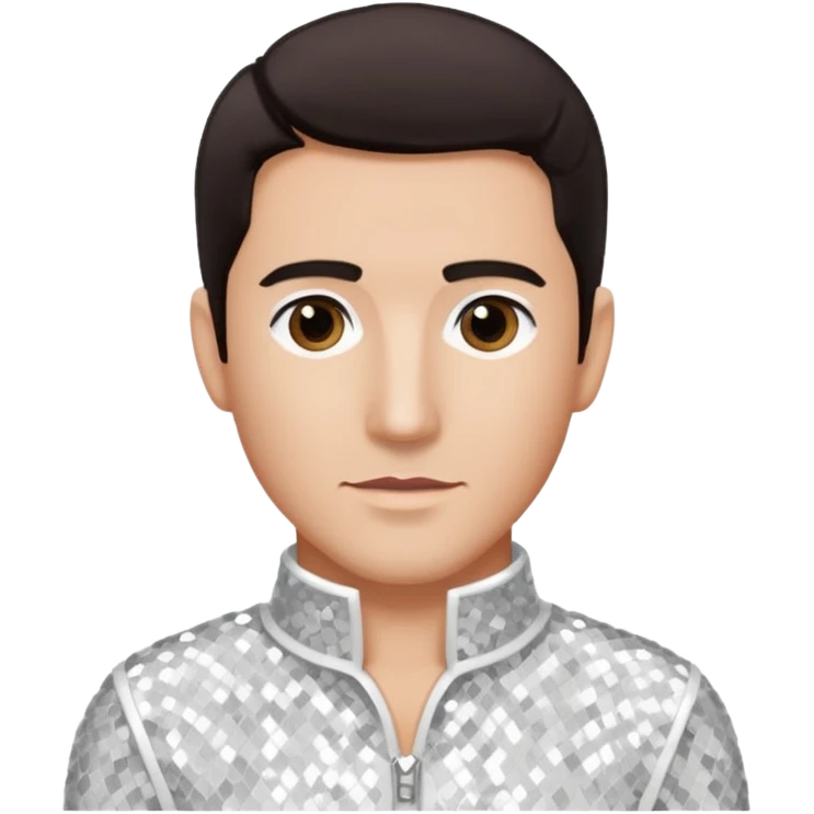 Jonathan Knight from NKOTB with dark brown hair, white sequin outfit emoji