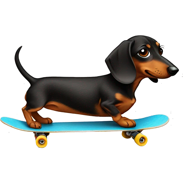 Dachund on a skateboard emoji