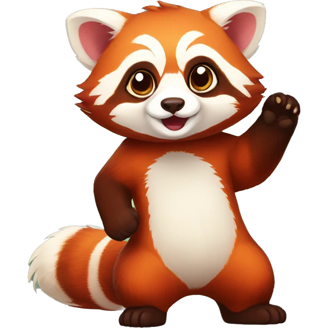 Cute red panda-ferret-hybrid full body emoji