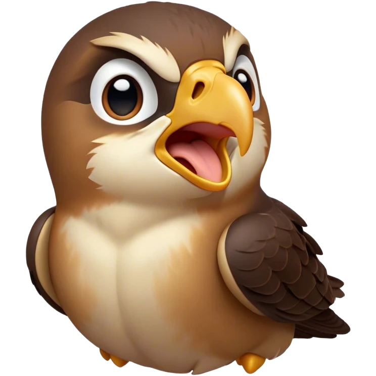 Cinematic Cute Yawning Falcon Portrait Emoji, Head tilted slightly with a dramatic, wide-open yawn, showcasing a streamlined, powerful form with a softly drooping beak and sleepy, half-closed eyes, Simplified yet irresistibly adorable features, highly detailed, glowing with a soft, cozy glow, high shine, relaxed yet expressive, stylized with a dash of whimsical aerial charm, soft glowing outline, capturing the essence of a drowsy yet affectionate falcon that appears ready to stretch out for a nap! emoji