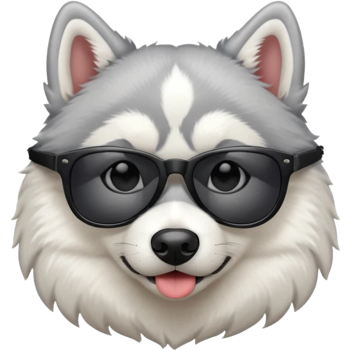white/grey husky dog with black dark sunglasses emoji