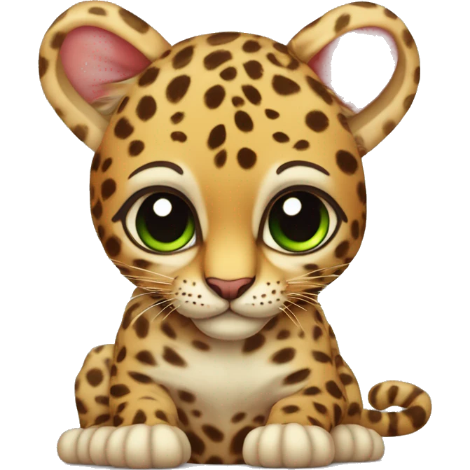 fais un léopard avec un noeud papillon sur son oreille et cute  emoji