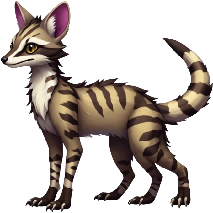 Feral Rare Fantasy dark vibrant Vernid-Sergal-Genet-species-animal-creature by LiLaiRa, random markings, tufted ears, full body, 4 legs emoji