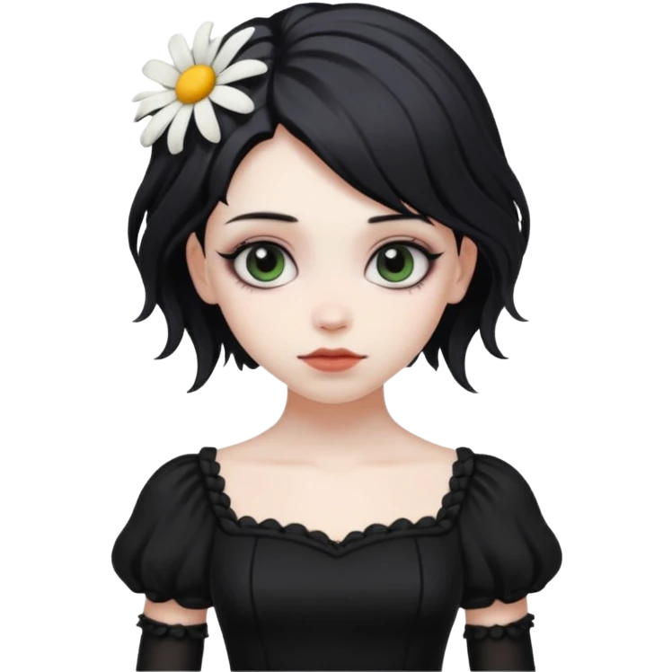 goth black daisy emoji