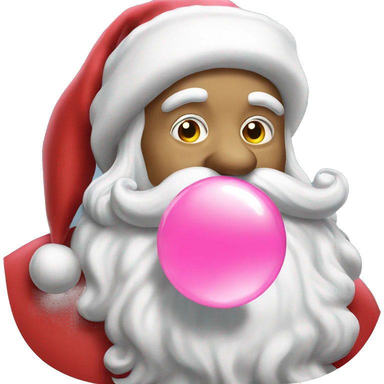 santa blowing a big pink bubble gum bubble  emoji