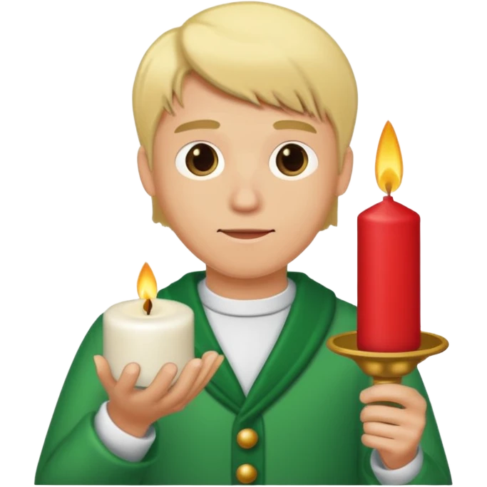 blonde man holding christmass ornamented candle emoji