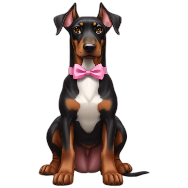a-white-doberman-with-a-pink-bow-tie,-with-a-dark-doberman-on-its-left-and-a-brown-doberman-on-its-right emoji