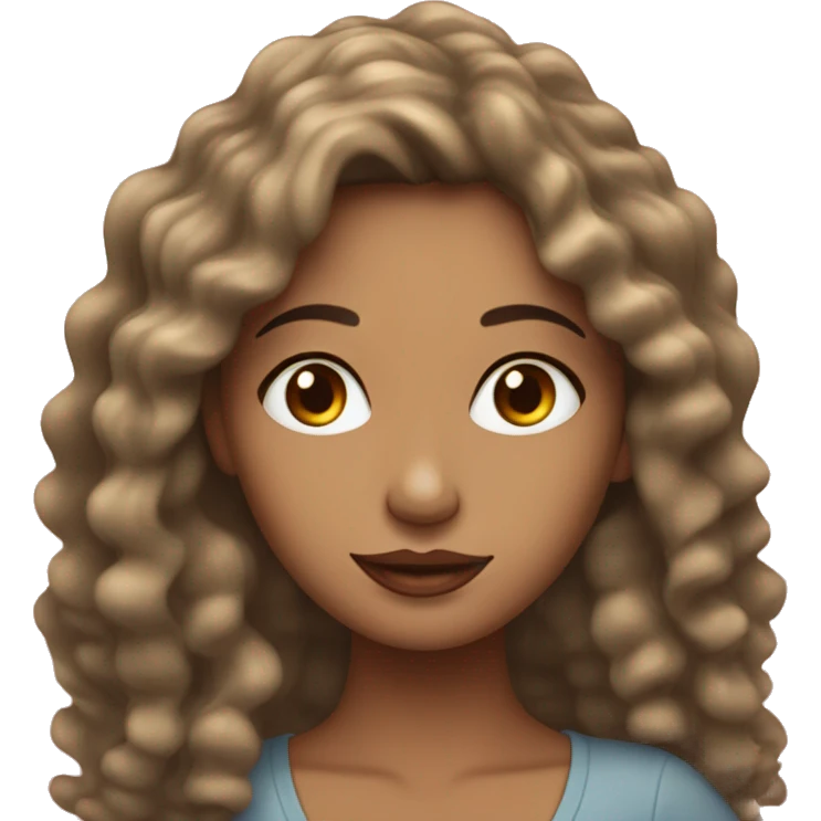 Mujer blanca con cabello rizado y ojos color cafe emoji
