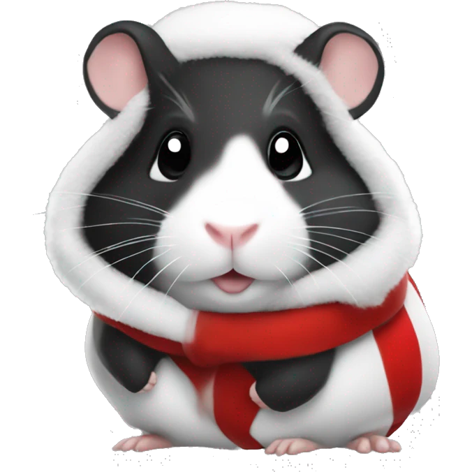 Black and white Hamster wearing santa suit emoji