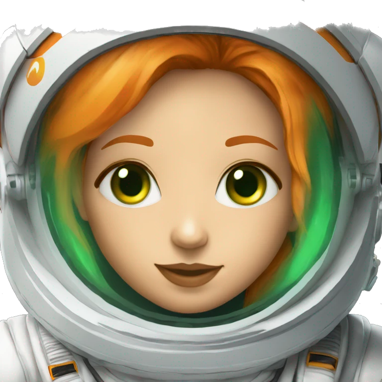 a orange haired green eyed girl in the white extravehicular spacesuit emoji