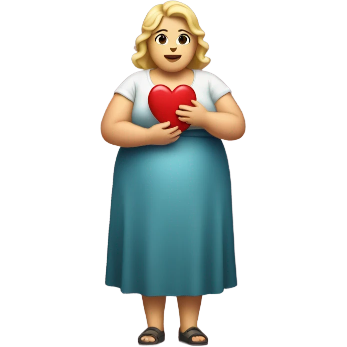 fat woman holding heart in her hands emoji