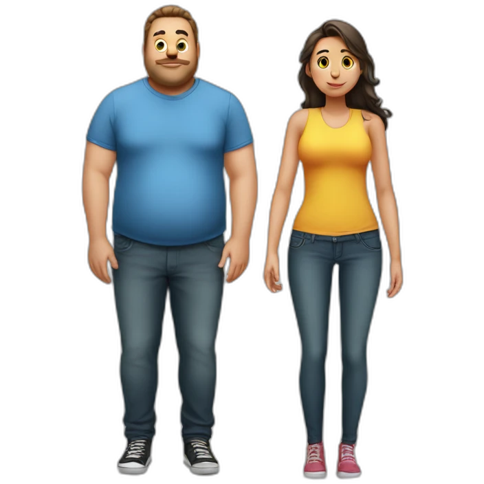 fat guy tight shirt and skinny girl emoji