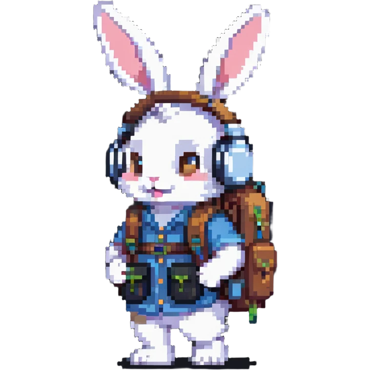 rabbit with headphones and backpack emoji
