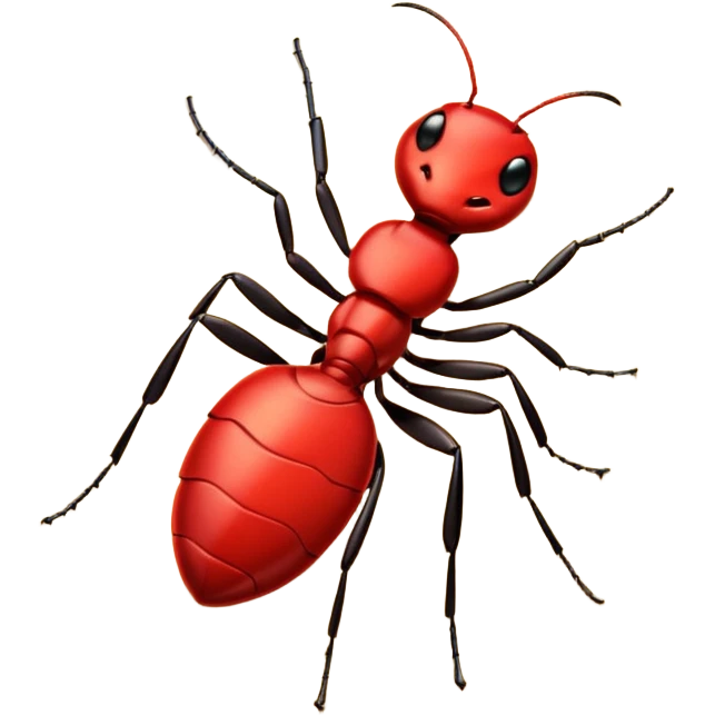 Red ant cartoon style with black shiny round with gold coins  emoji