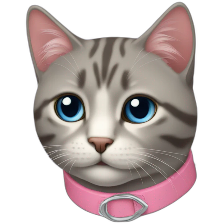 Gato azul ruso con collar rosa emoji