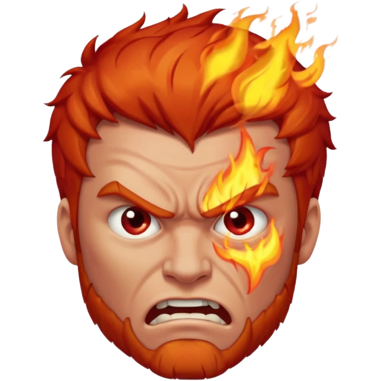 burning angry bodybuilder red haired man  emoji