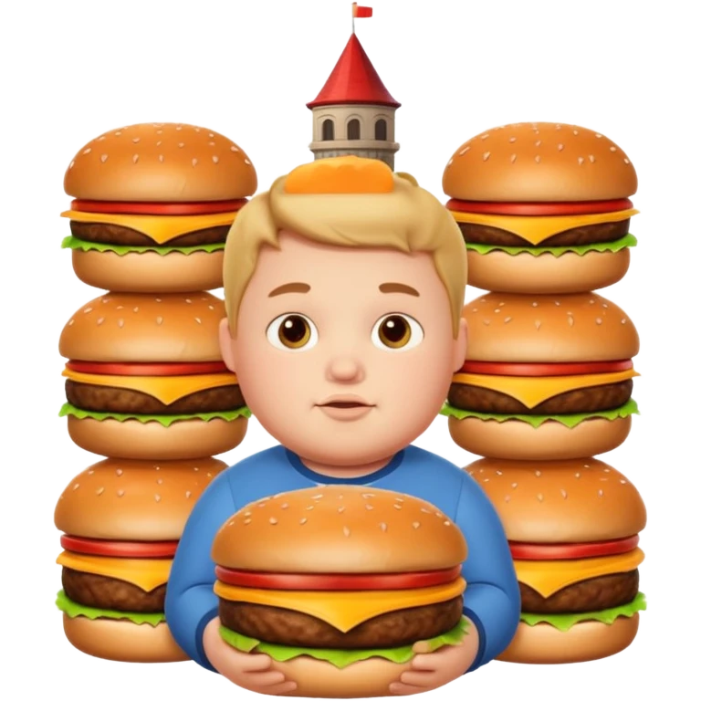 Fat Boy with burger tower emoji