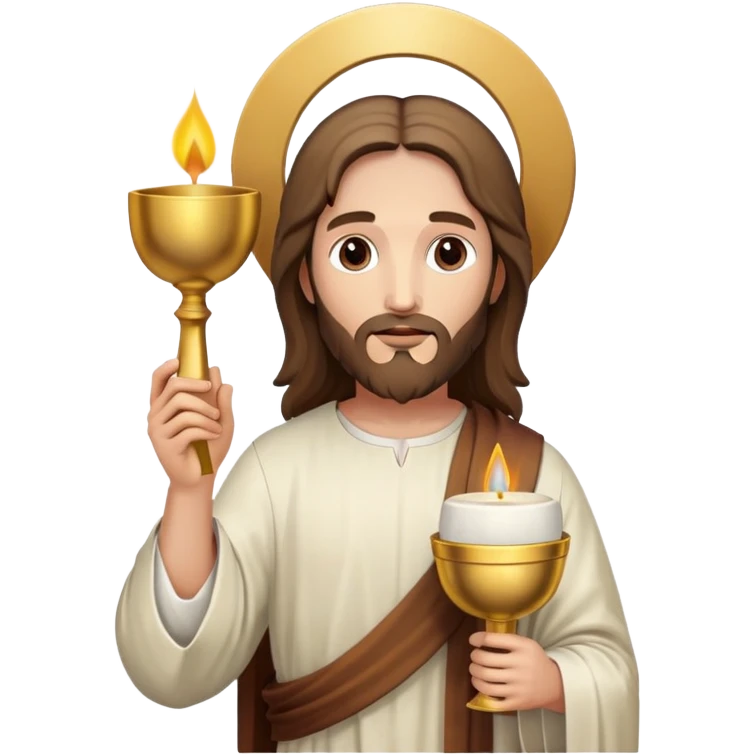 Jesus holding the Eucharist and chalice, celebrating mass emoji