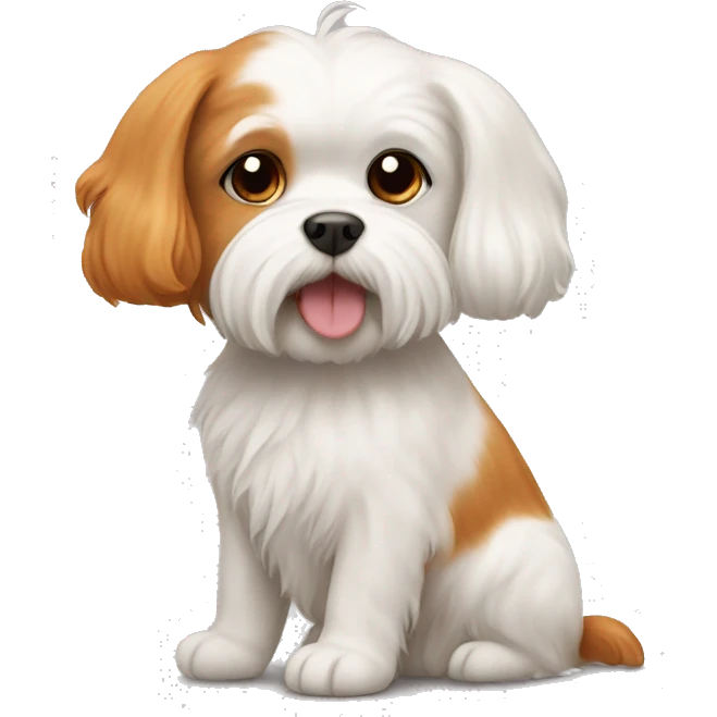 Maltese dog with ginger cat emoji