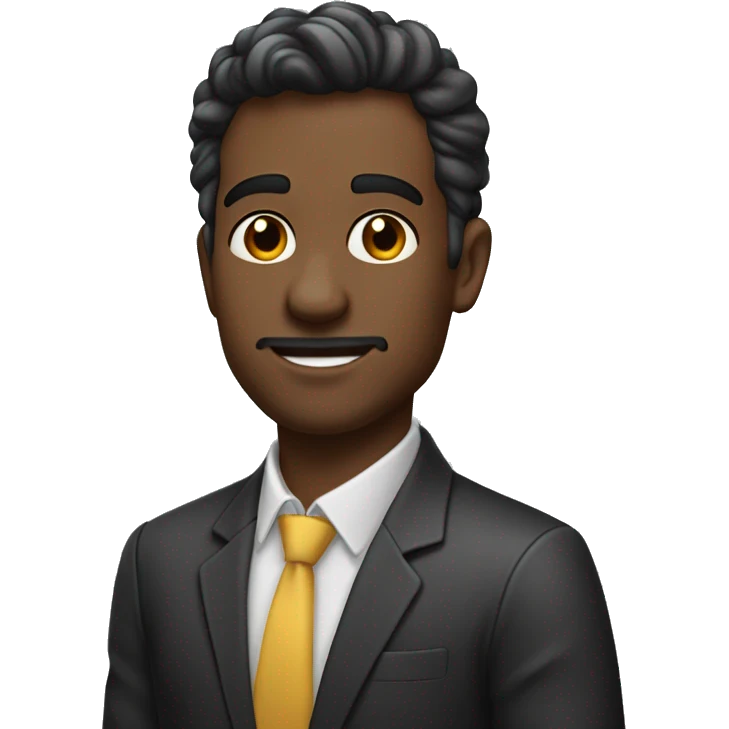 homem moreno claro, cabeo curto com topete na cor preto, gordinho emoji