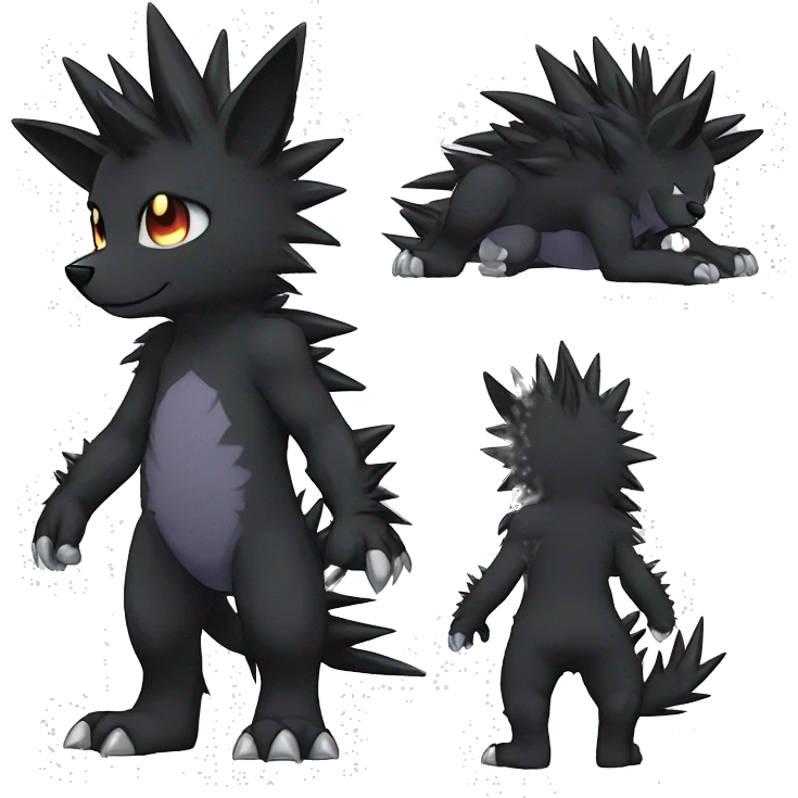 Dark Edgy Cool Shy Innocent Fluffy Spiky FurSona Fakemon Full Body emoji