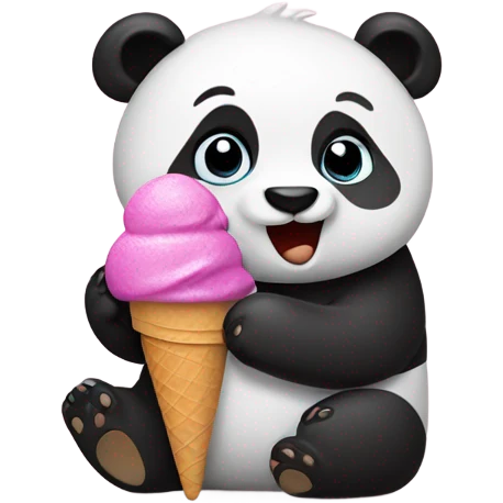 Panda eating ice cream emoji