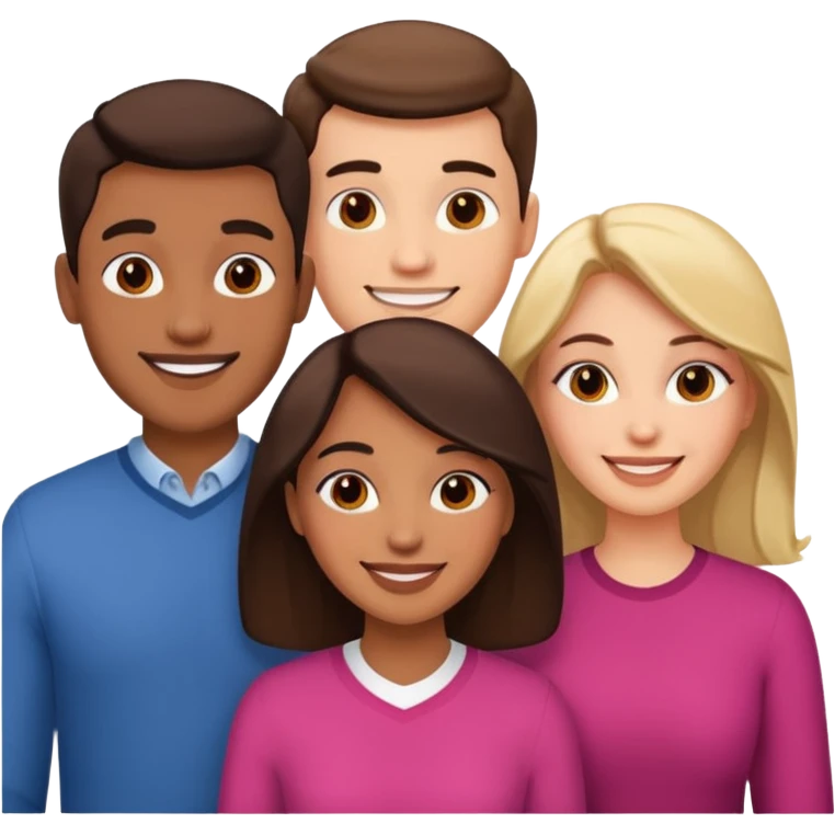 Un trouple : deux hommes  et une femme qui sont amoureux  ,  emoji