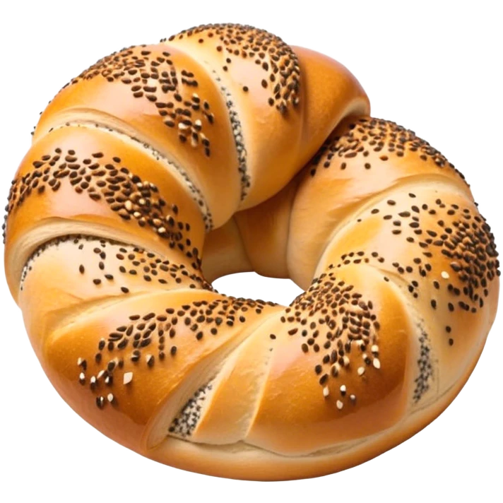 Cinematic Realistic Simit twisted Turkish bread in poppy seeds emoji