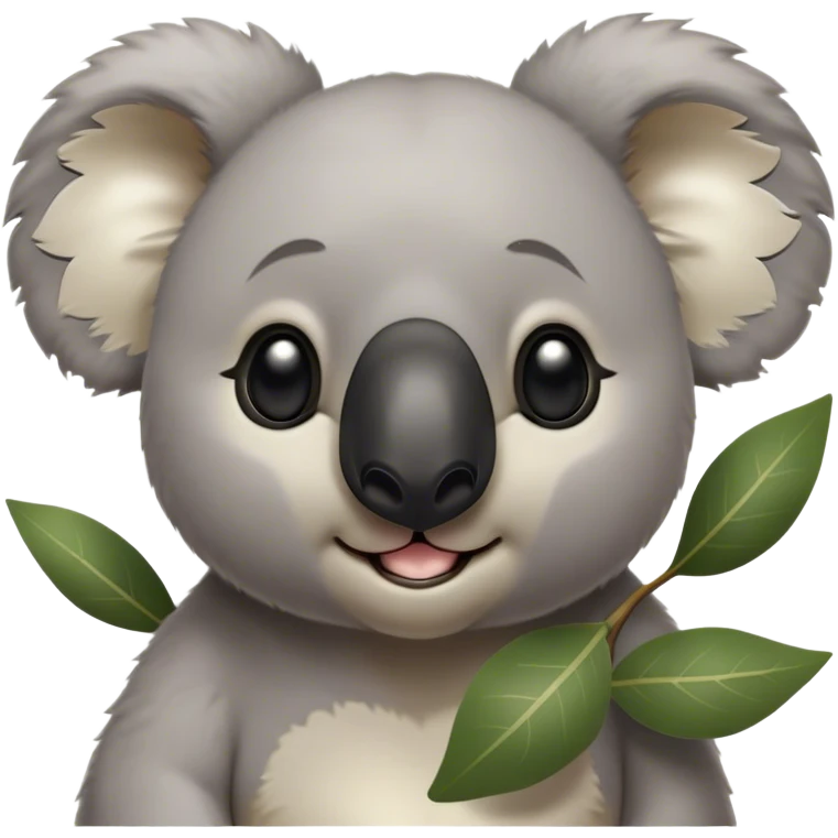 Cinematic Comical Koala Portrait Emoji, Head tilted dramatically with an exaggeratedly amused expression, featuring a quirky grey fur with a comically large black nose and wide, expressive eyes filled with playful disbelief, Simplified yet hilariously expressive features, highly detailed, glowing with a slightly sassy glow, high shine, dramatic yet playful, stylized with an air of cheeky eucalyptus mischief, bright and endearing, soft glowing outline, capturing the essence of a spirited and over‐the‐top koala, so meme‐worthy it feels like it could hug its way into internet fame instantly! emoji